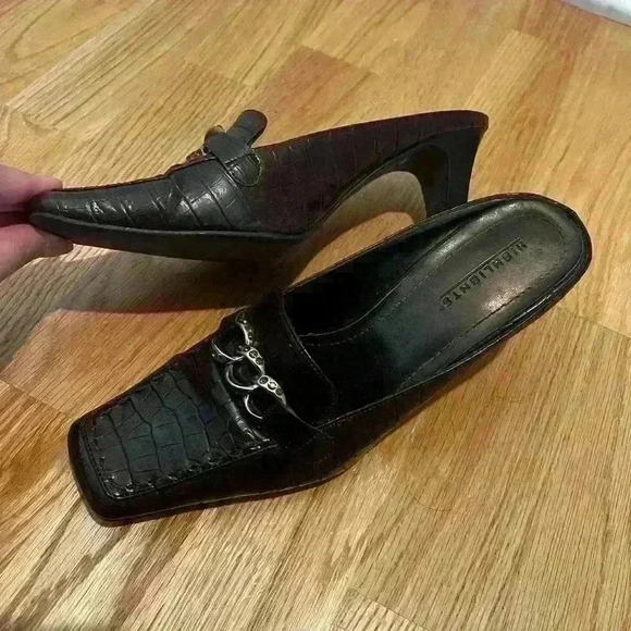 Highlights Square Toe Slip On Brown Heels Size 8 - Picture 8 of 9